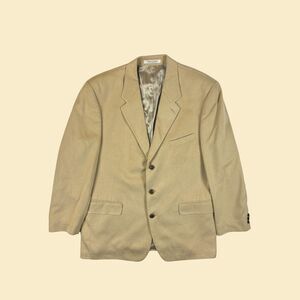 1990s beige 44 suit jacket by Brandini for Robinsons-May, vintage mens tan coat